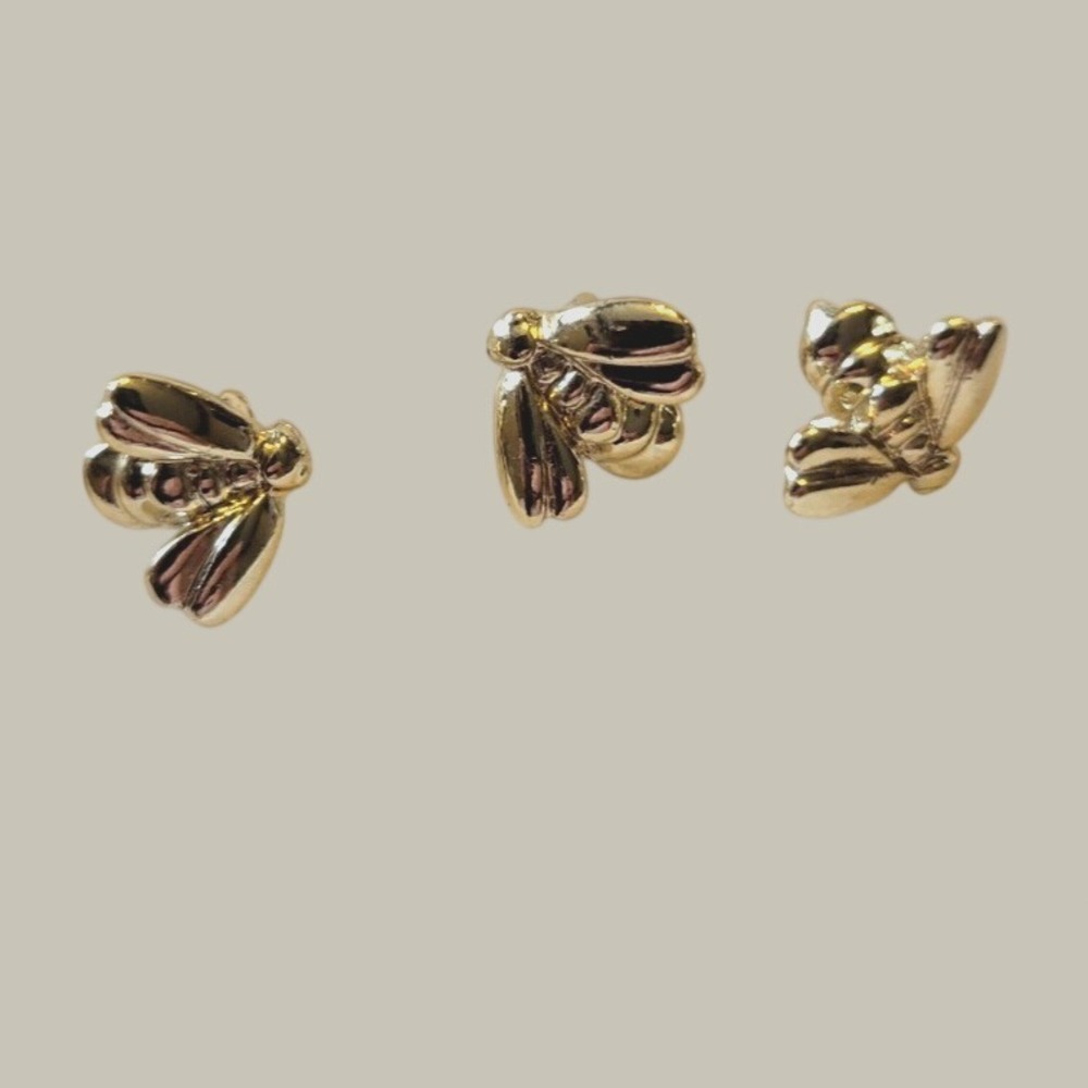 Bee Lapel Pin Set Nature Insect Cottagecore Aesthetic Jewelry Gold 3pc
